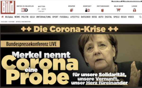 Merkel, 50 Milioni di Tedeschi Saranno Contagiati da Coronavirus